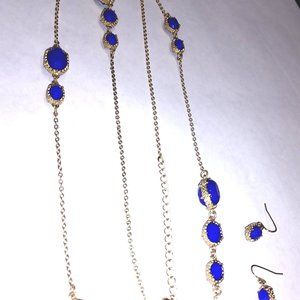 Stunning gold & royal blue necklace earring set